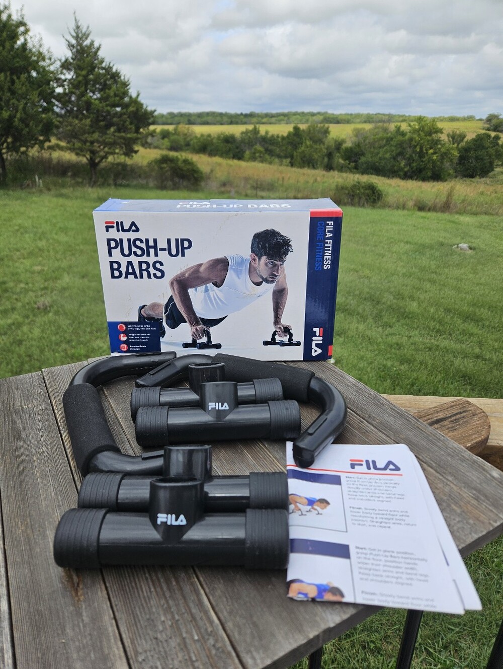 FILA Fitness Push Up Bars Set Pair Core Strength Training Home Gym Exercise Grip